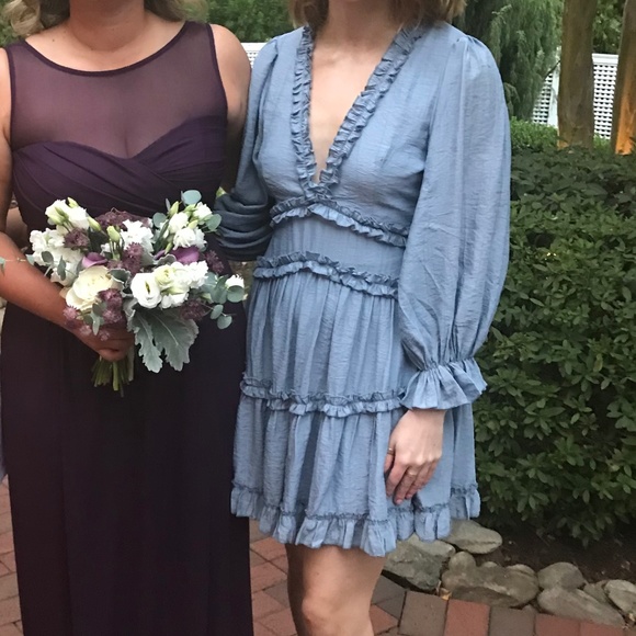 Light Blue Ruffle Mini Dress - Picture 7 of 7